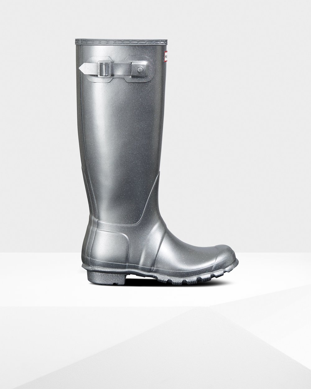 Womens Hunter Original Cosmic Glitter - Tall Rain Boots Silver - 1369-NKIZS